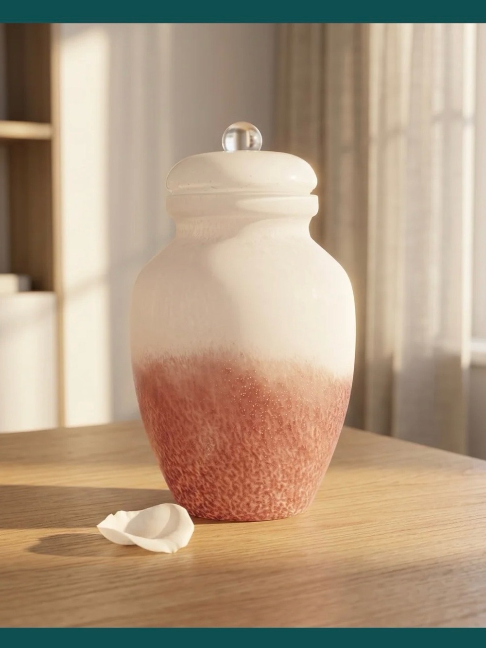 Urn/ Engle of Eden/ rose pink / Art Glass/ Classic Hand Blown